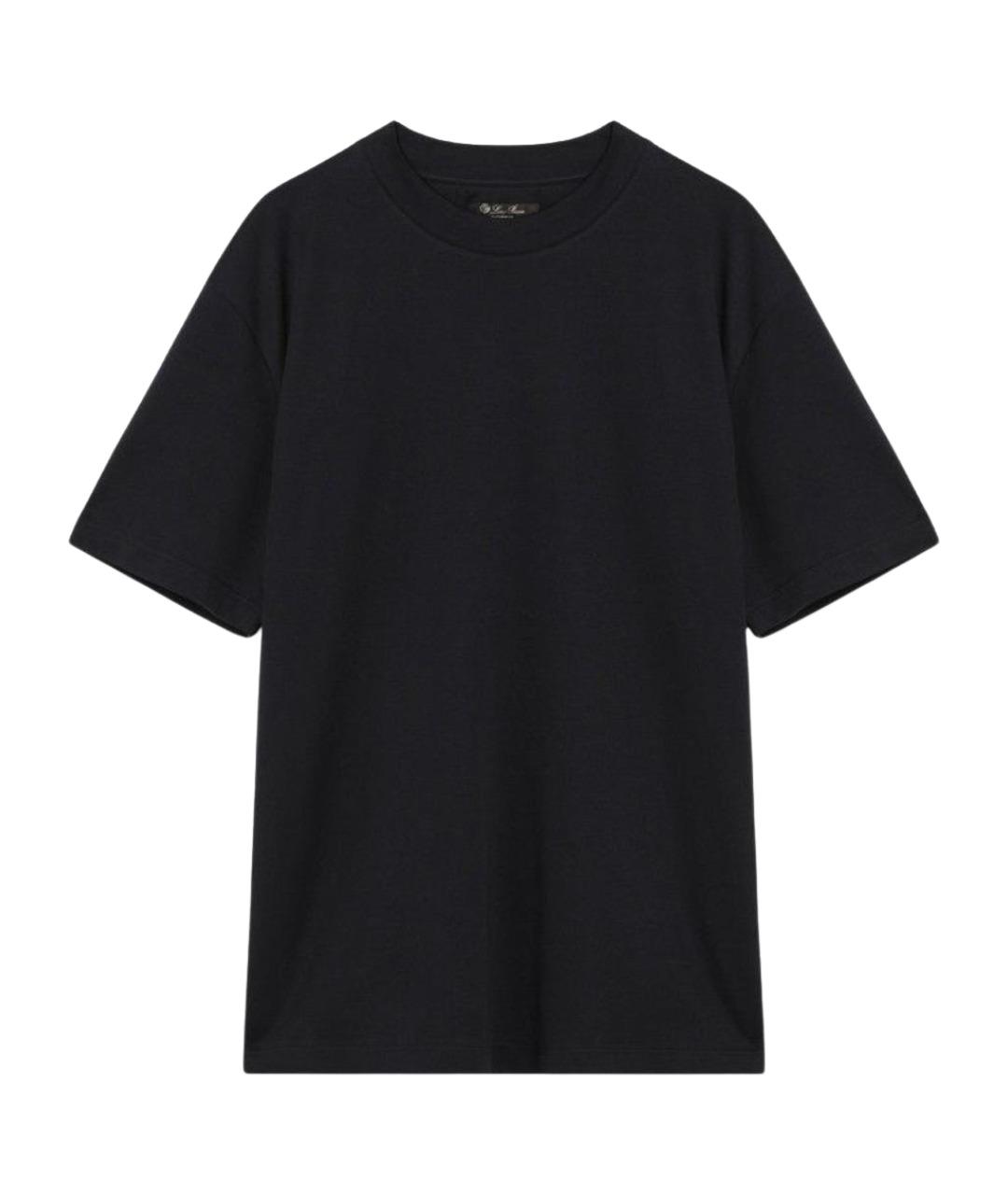 LORO PIANA Темно-синяя хлопковая футболка, фото 1