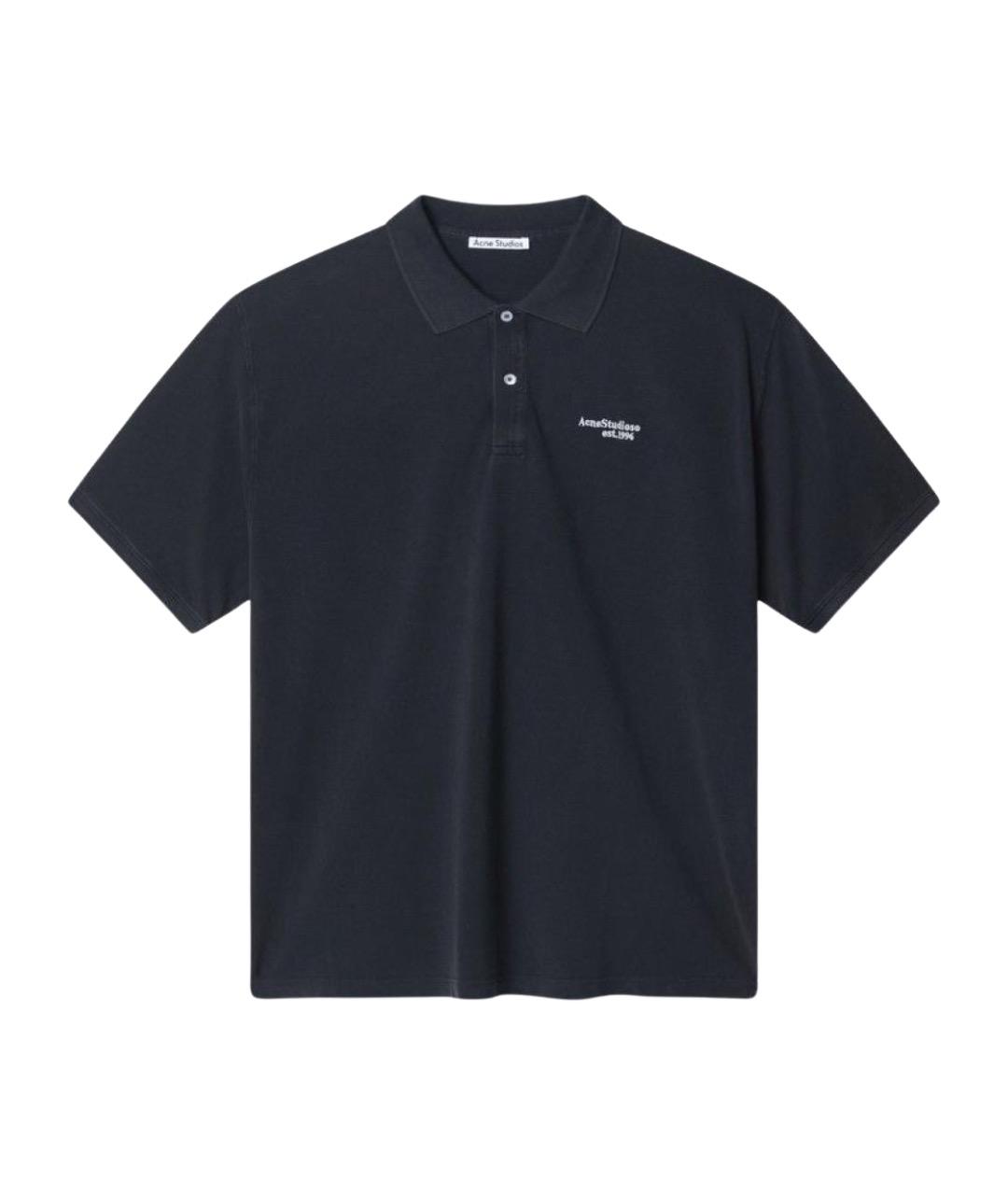 ACNE STUDIOS Черное хлопковое поло с коротким рукавом, фото 1