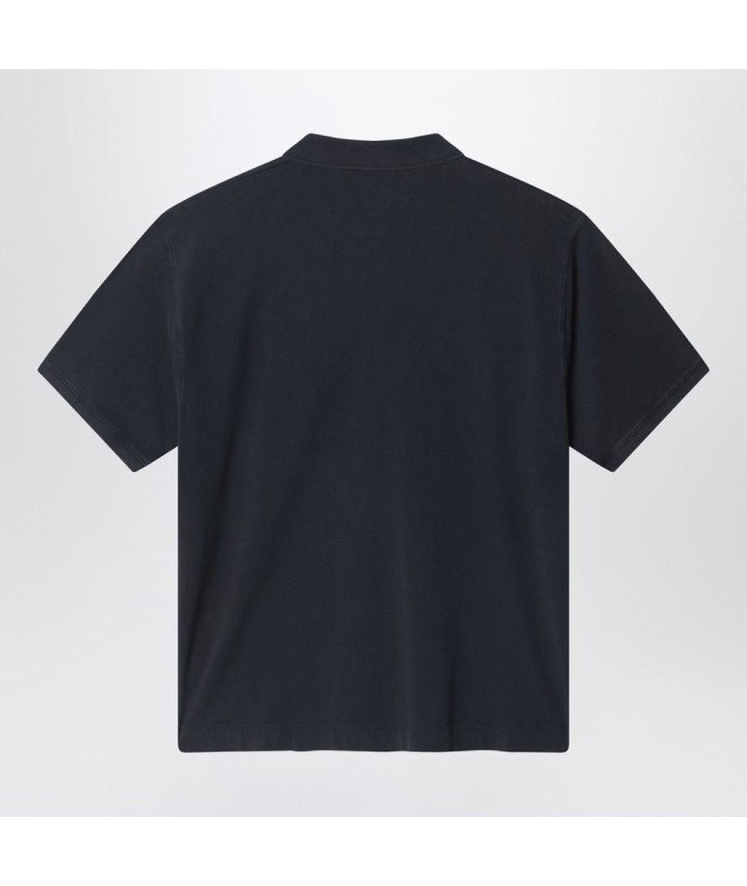 ACNE STUDIOS Черное хлопковое поло с коротким рукавом, фото 2