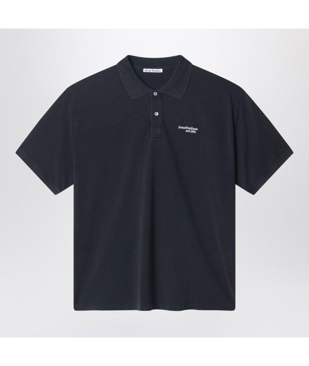 ACNE STUDIOS Черное хлопковое поло с коротким рукавом, фото 3