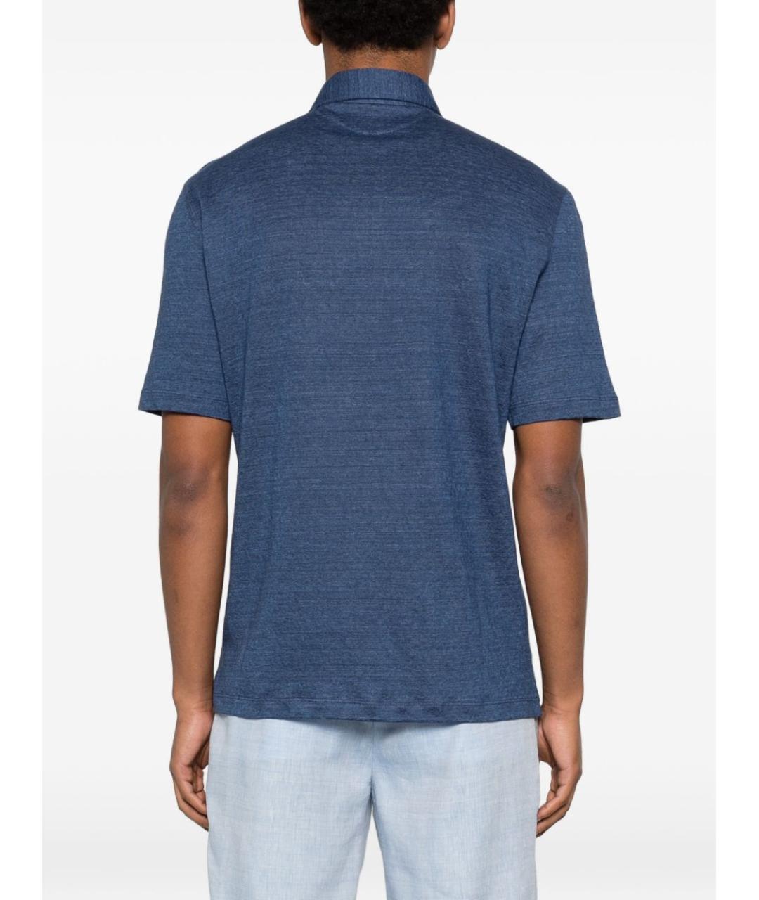 BRUNELLO CUCINELLI Синее поло с коротким рукавом, фото 5