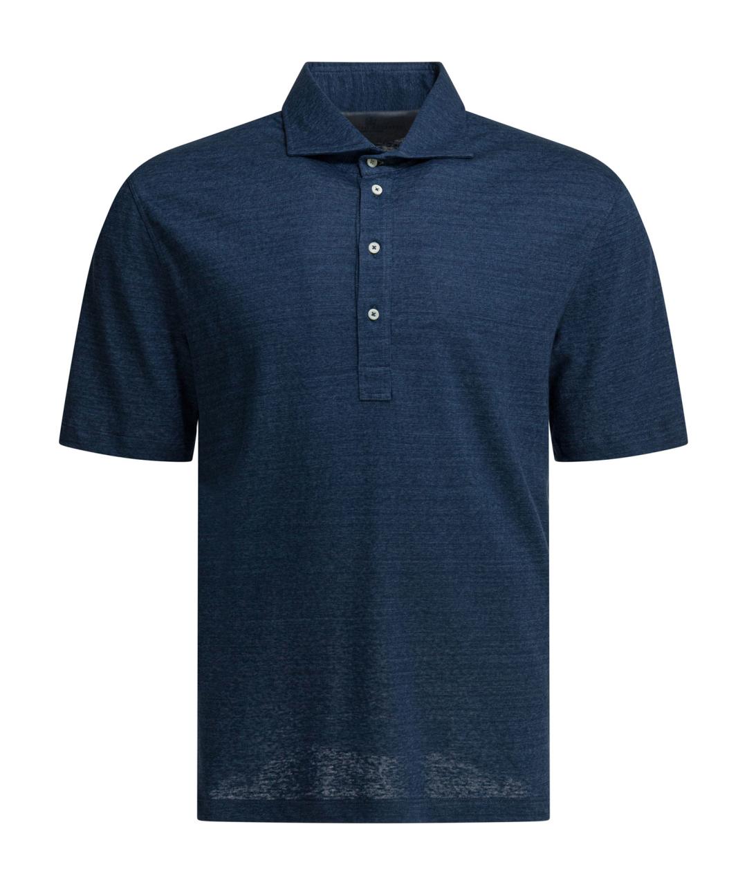BRUNELLO CUCINELLI Синее поло с коротким рукавом, фото 1