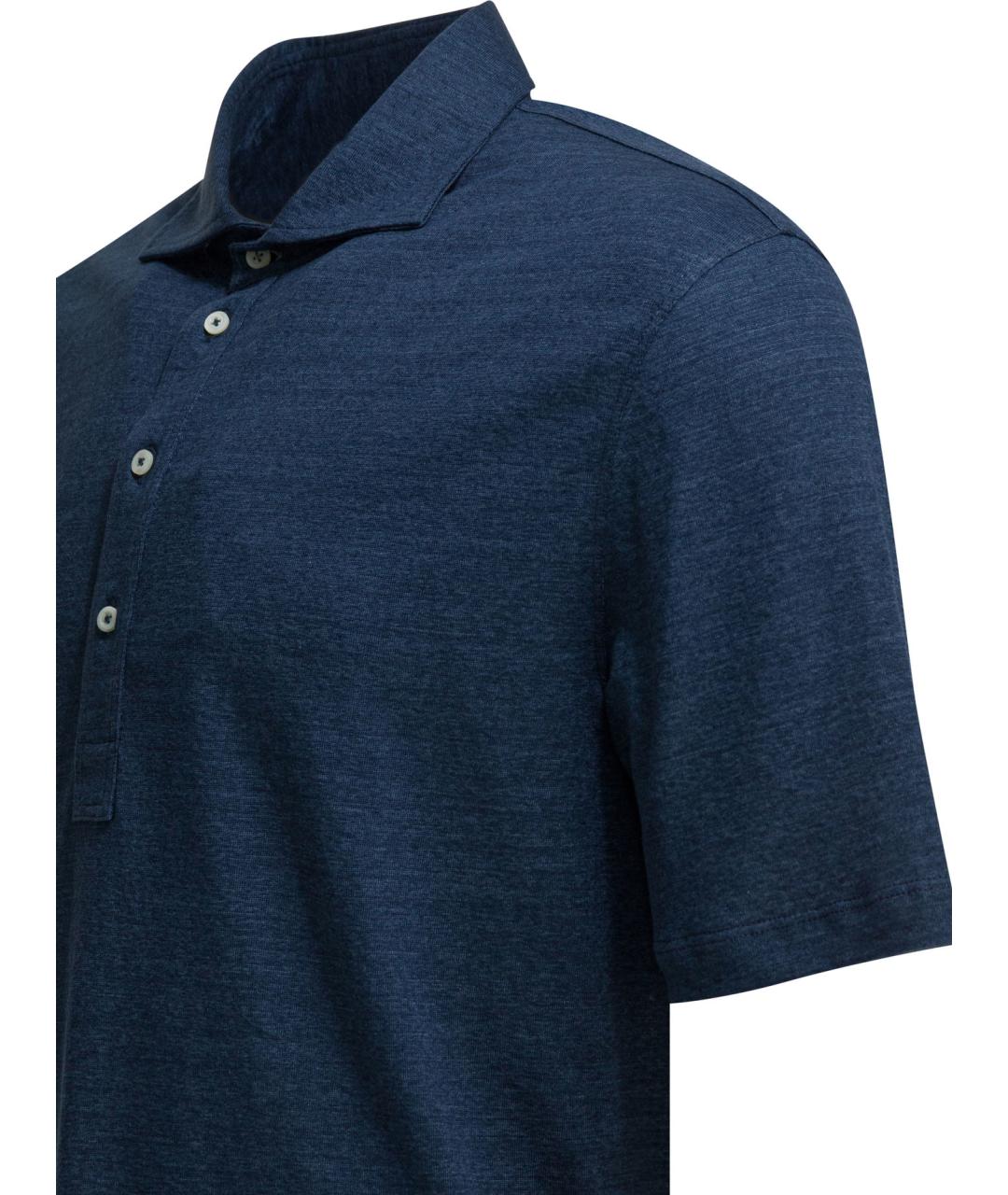 BRUNELLO CUCINELLI Синее поло с коротким рукавом, фото 4