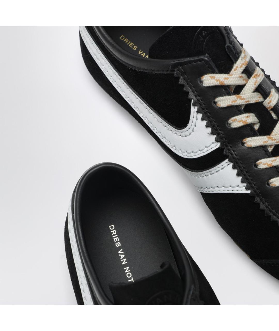 DRIES VAN NOTEN Черные замшевые кроссовки, фото 5