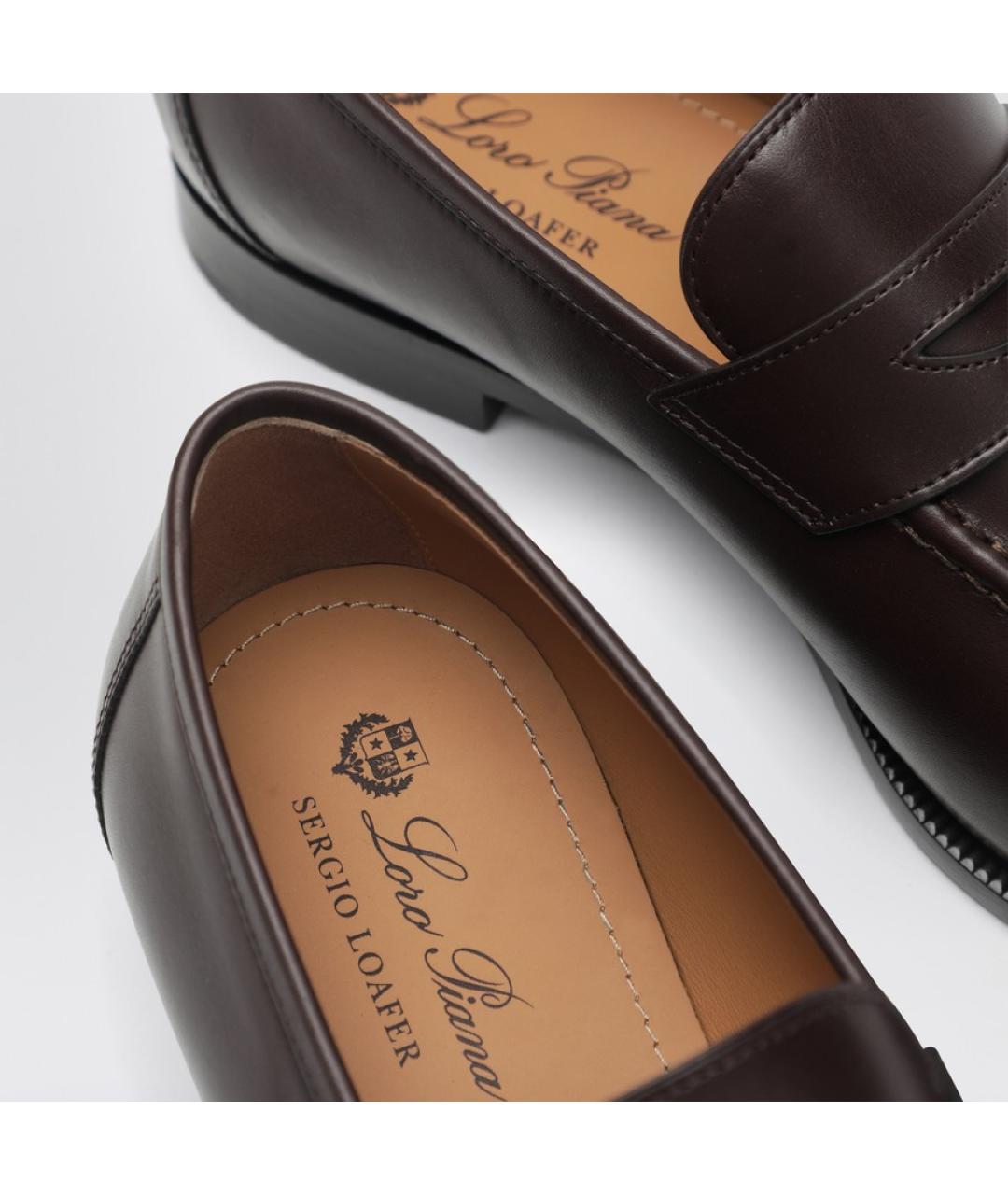 LORO PIANA Коричневые кожаные лоферы, фото 5