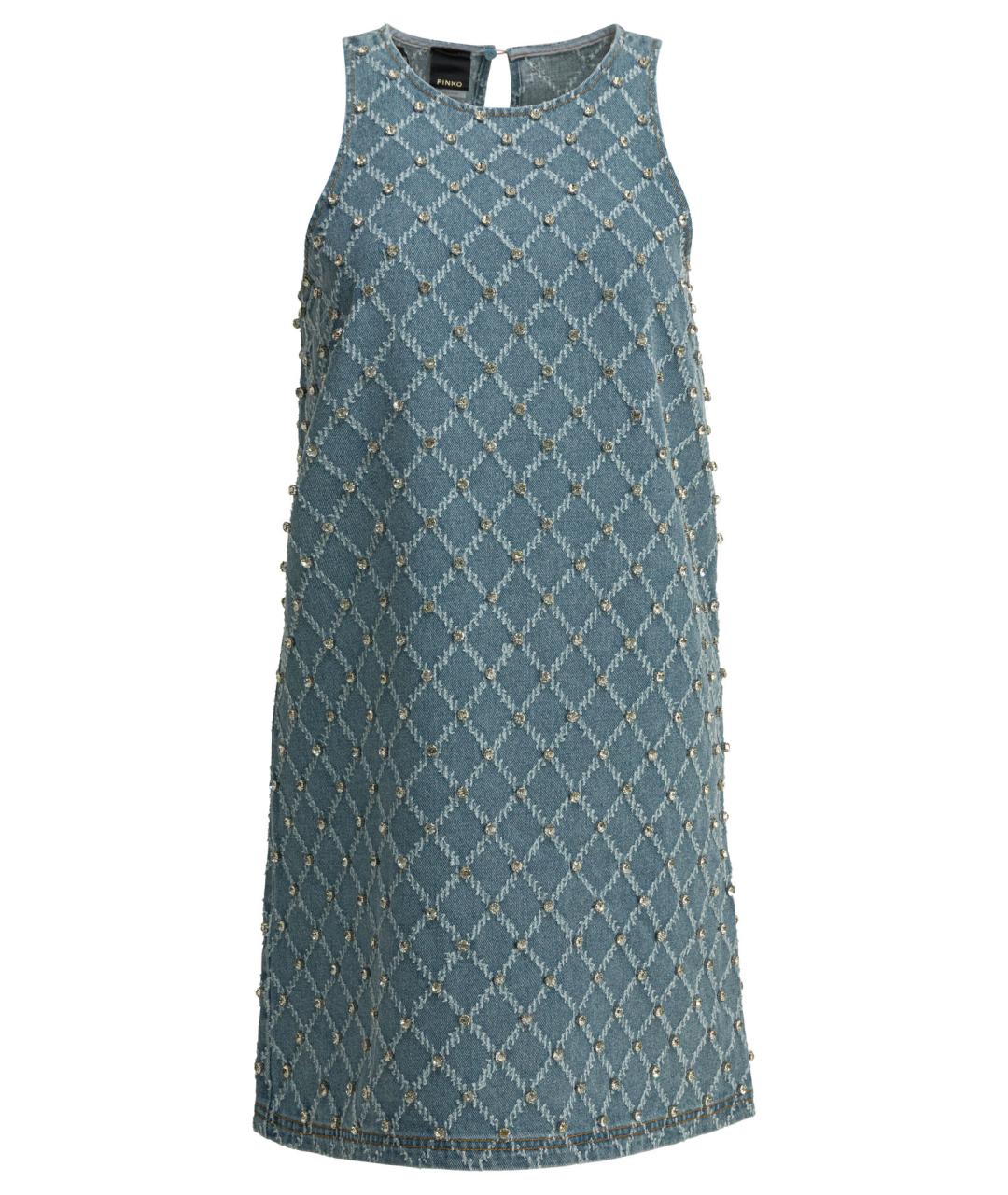 PINKO Голубое хлопковое повседневное платье, фото 1