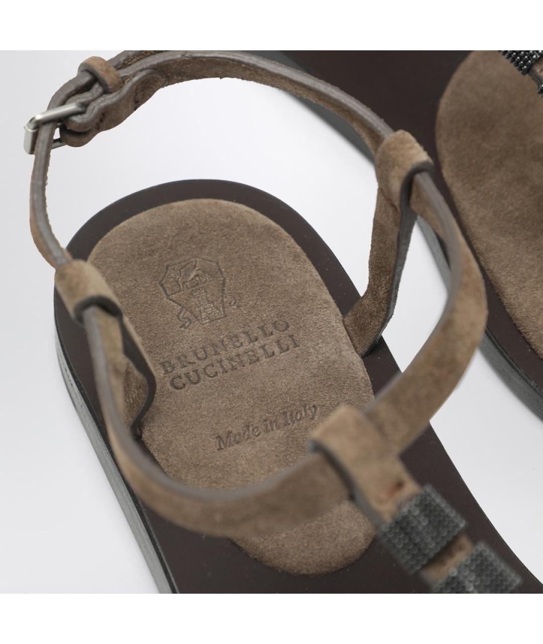 BRUNELLO CUCINELLI Коричневые замшевые сандалии, фото 5