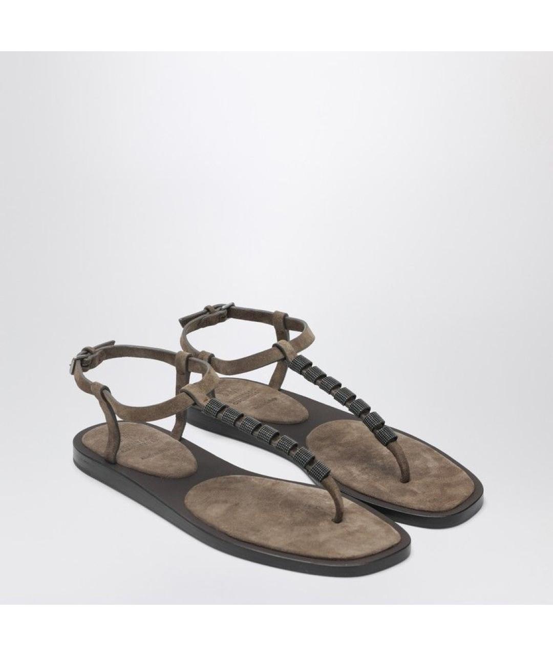 BRUNELLO CUCINELLI Коричневые замшевые сандалии, фото 2