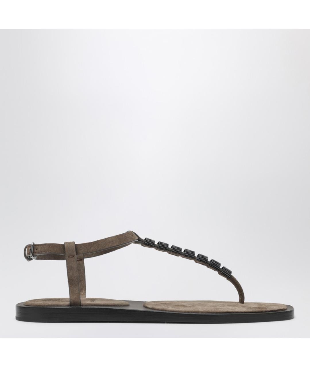 BRUNELLO CUCINELLI Коричневые замшевые сандалии, фото 6