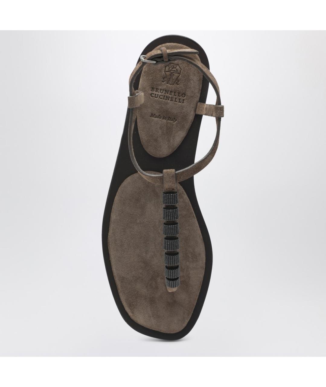 BRUNELLO CUCINELLI Коричневые замшевые сандалии, фото 4