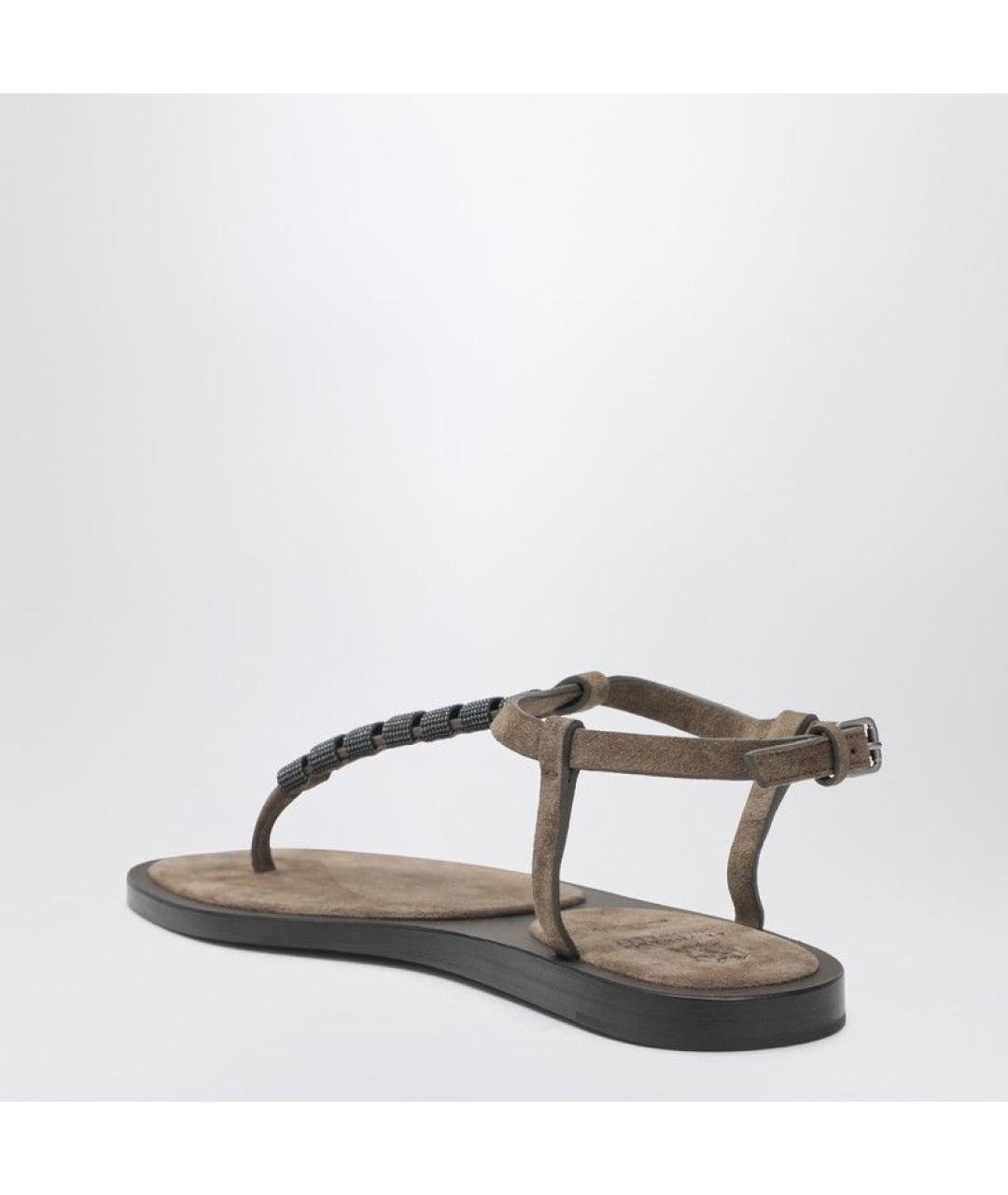 BRUNELLO CUCINELLI Коричневые замшевые сандалии, фото 3