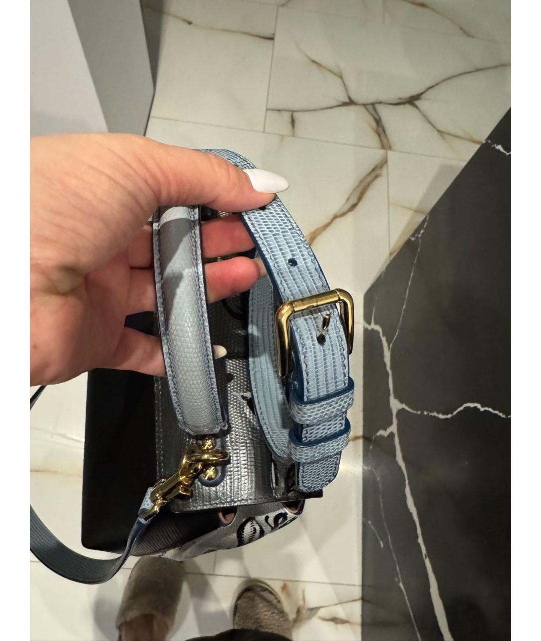 DOLCE&GABBANA Голубая сумка с короткими ручками из экзотической кожи, фото 5