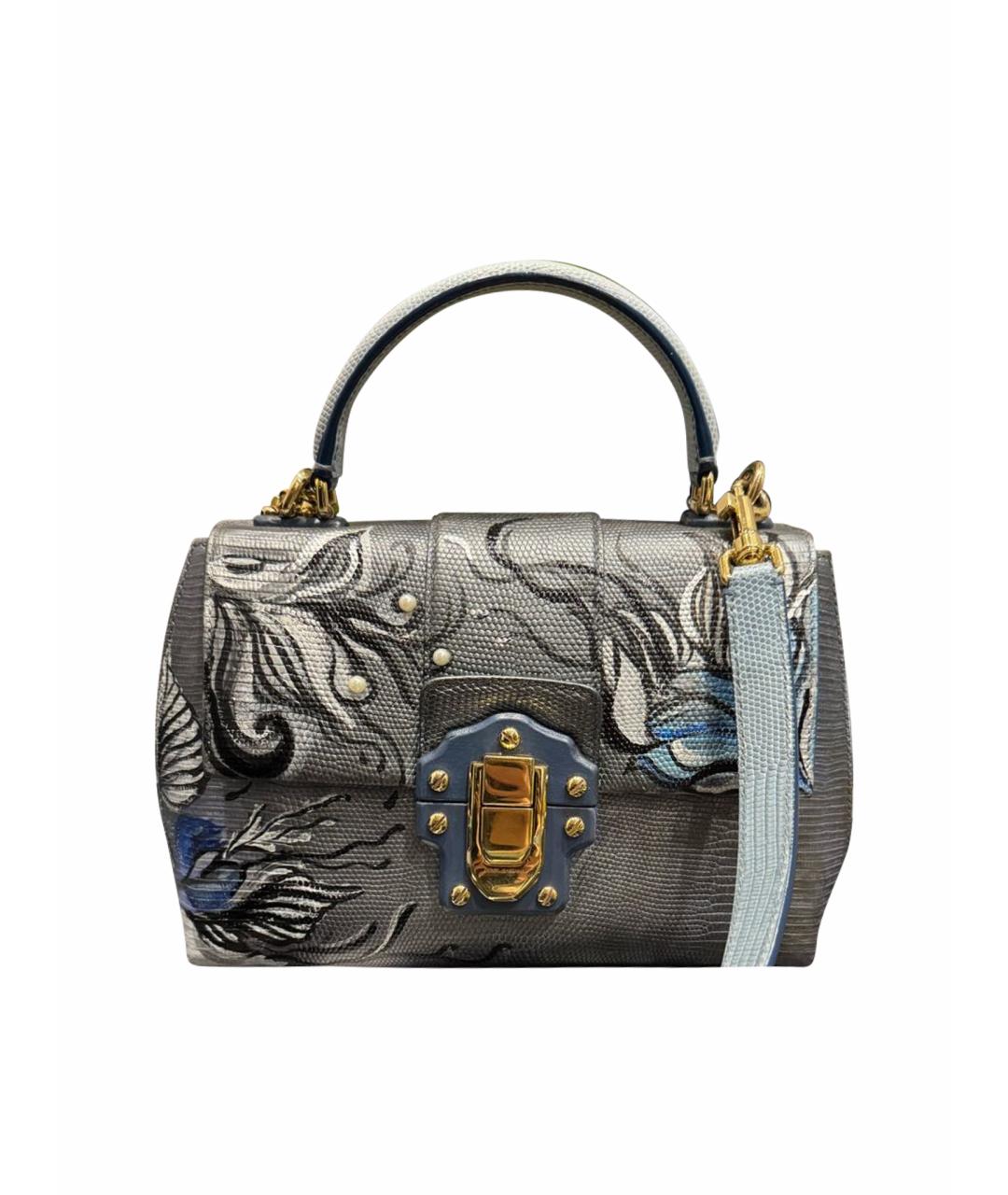 DOLCE&GABBANA Голубая сумка с короткими ручками из экзотической кожи, фото 1