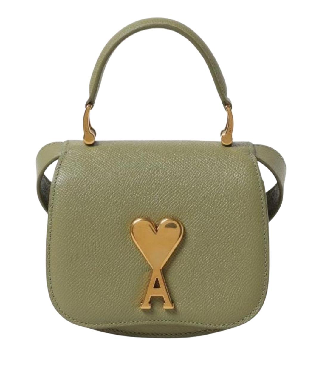 Ami Paris Зеленая кожаная сумка через плечо, фото 1