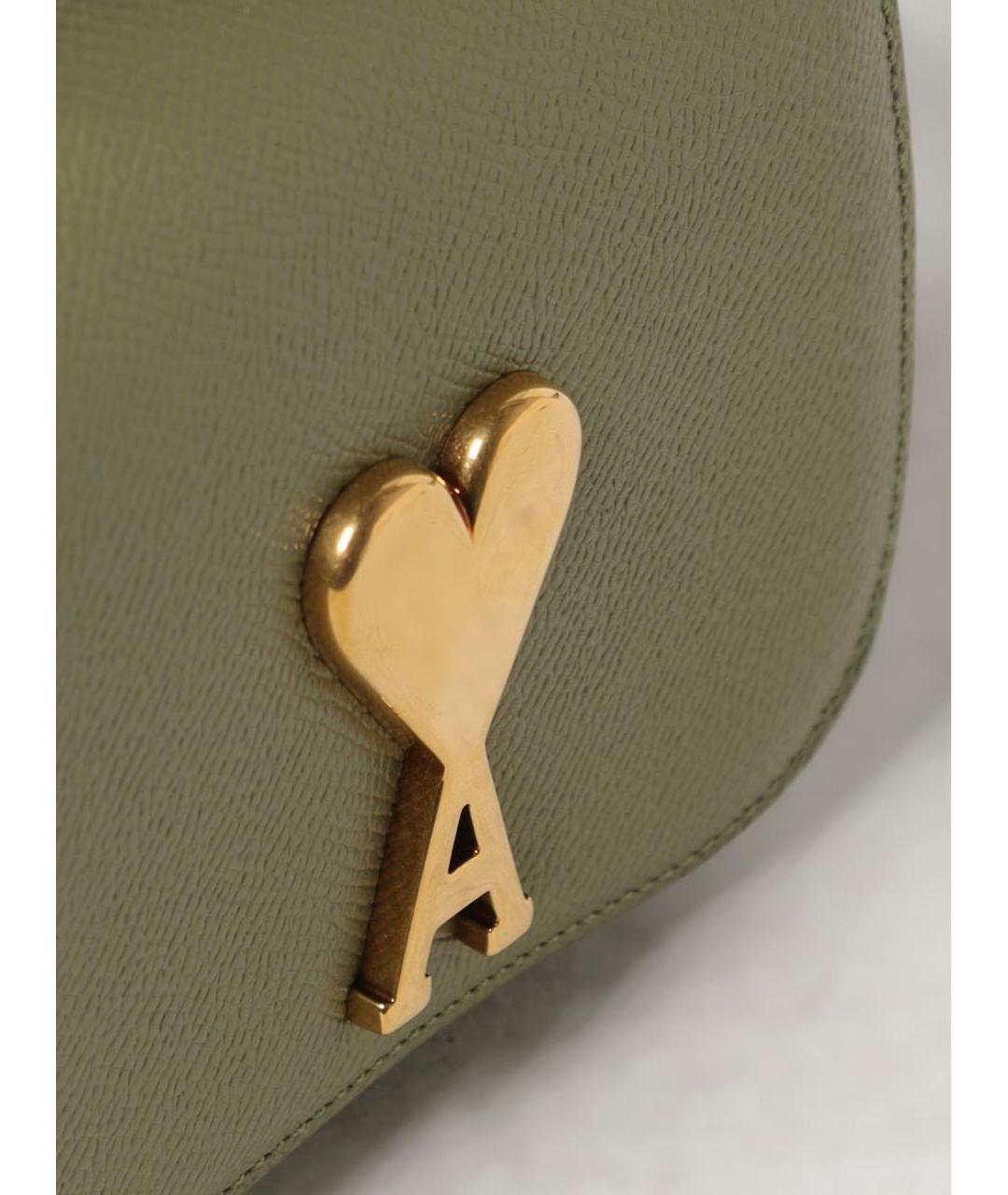 Ami Paris Зеленая кожаная сумка через плечо, фото 4