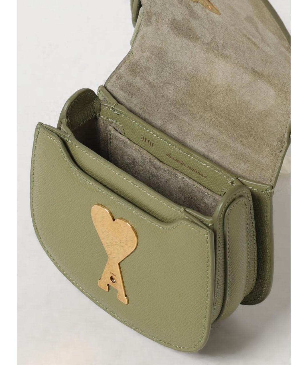 Ami Paris Зеленая кожаная сумка через плечо, фото 3