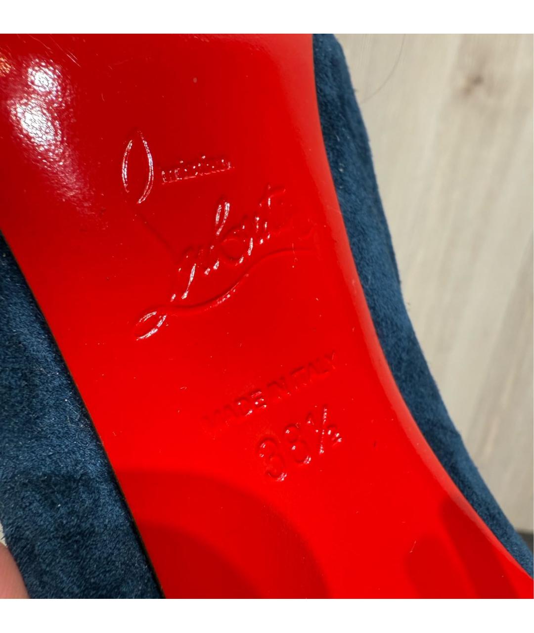 CHRISTIAN LOUBOUTIN Синие замшевые туфли, фото 5
