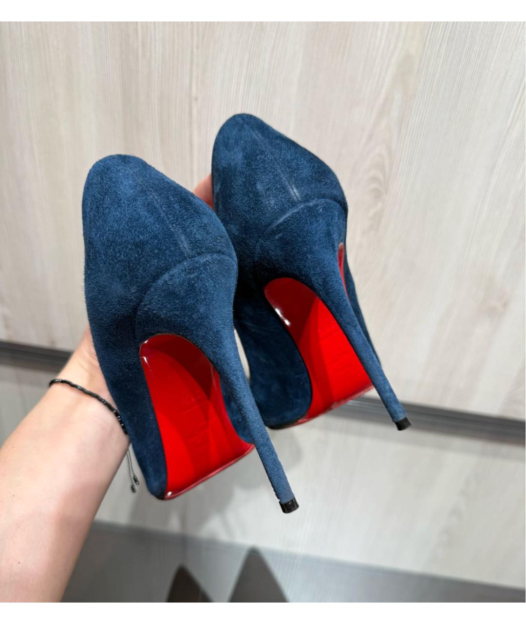 CHRISTIAN LOUBOUTIN Синие замшевые туфли, фото 3