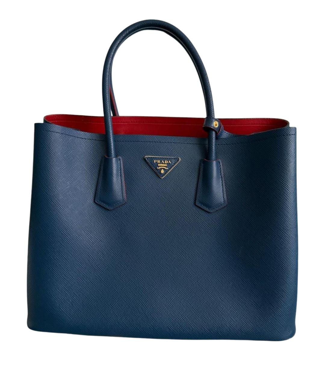 PRADA Синяя кожаная сумка с короткими ручками, фото 1