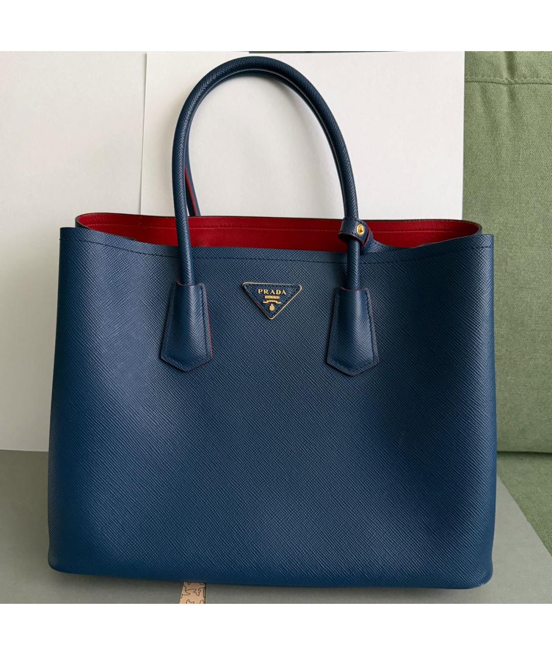 PRADA Синяя кожаная сумка с короткими ручками, фото 7