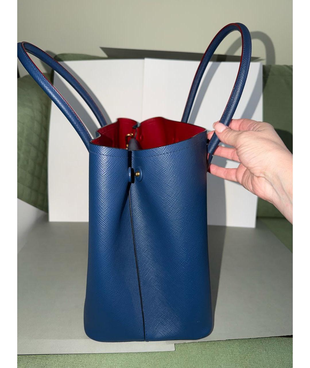 PRADA Синяя кожаная сумка с короткими ручками, фото 5