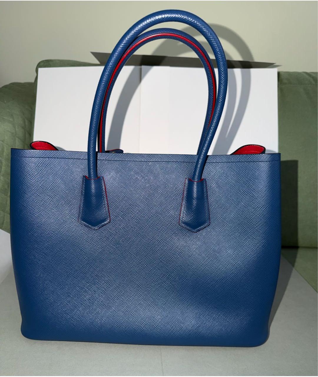 PRADA Синяя кожаная сумка с короткими ручками, фото 3