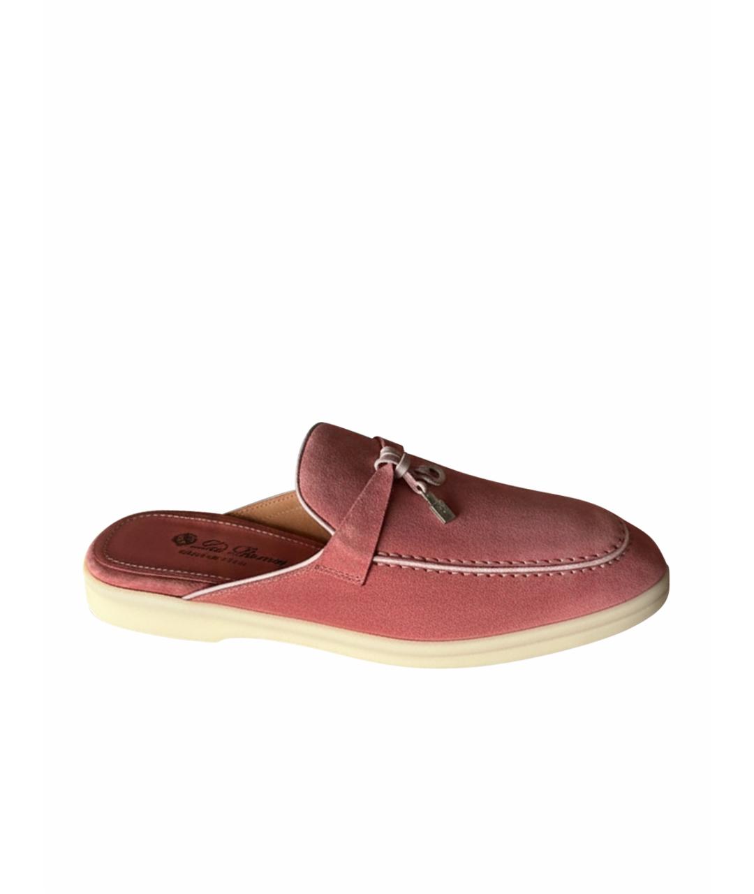 LORO PIANA Розовые замшевые сабо, фото 1