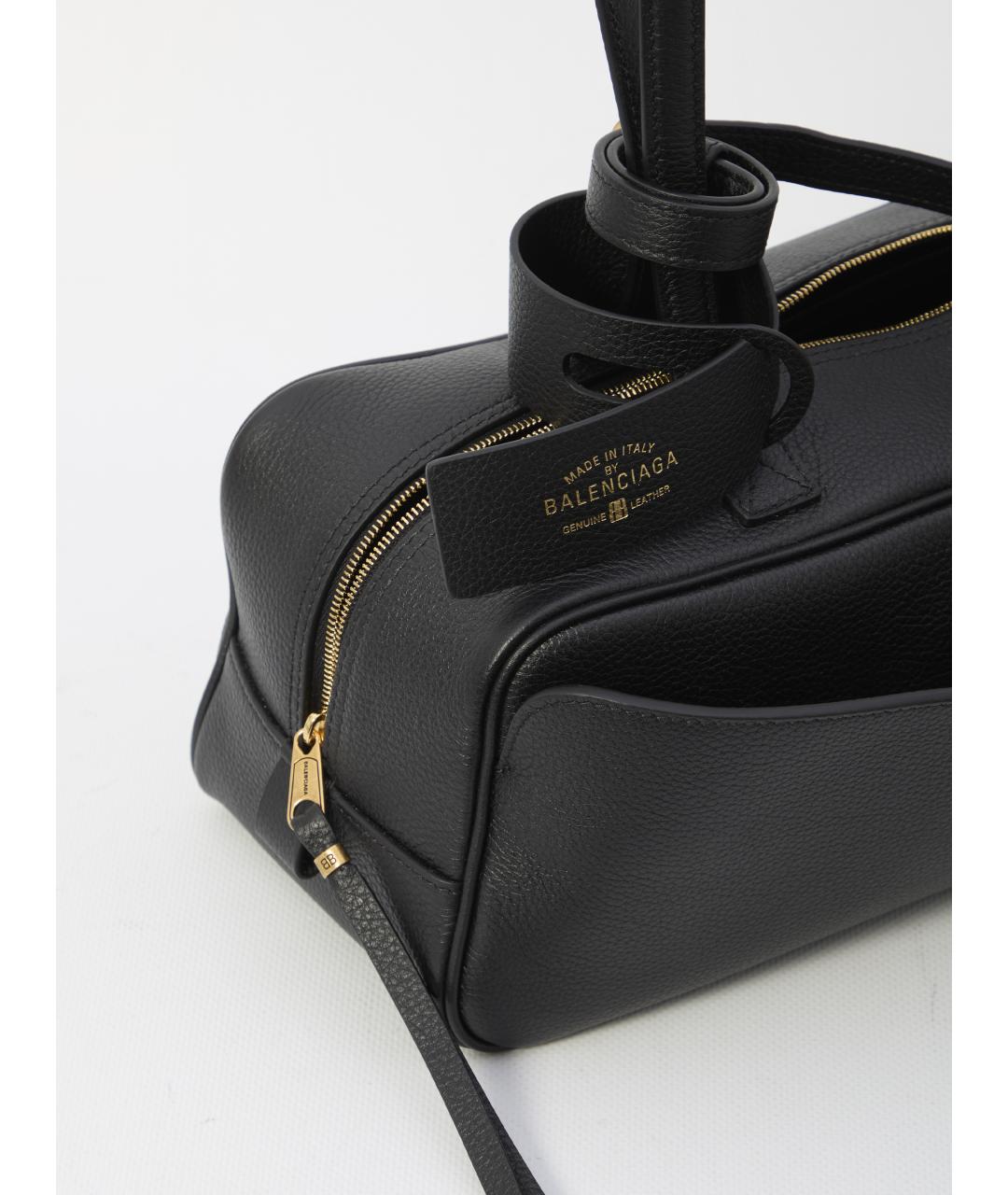 BALENCIAGA Черная кожаная сумка через плечо, фото 4