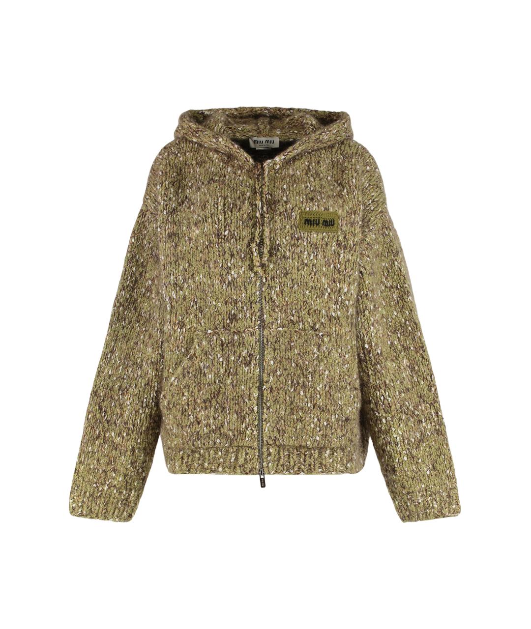 MIU MIU Зеленый кашемировый кардиган, фото 1