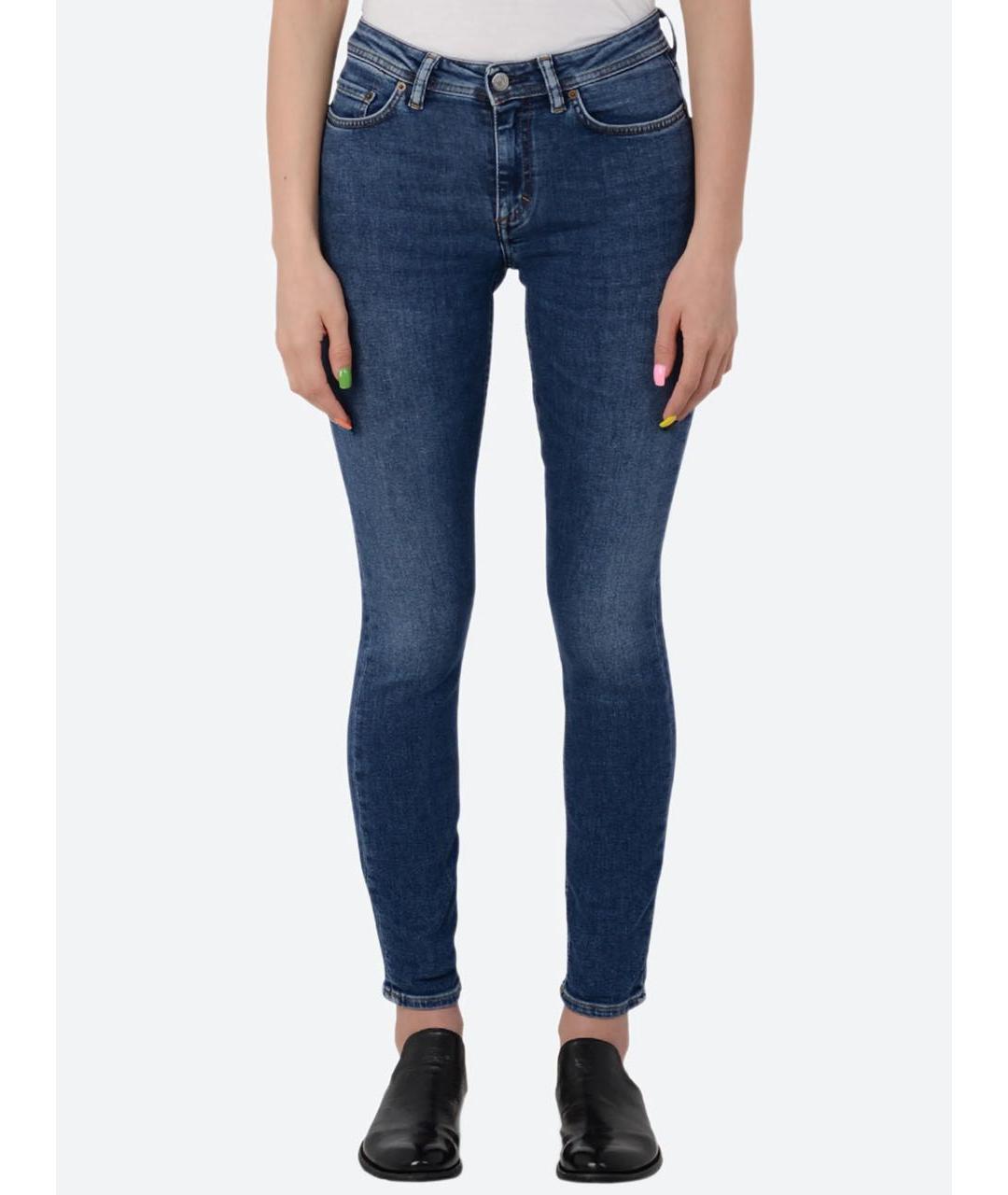 ACNE STUDIOS Синие хлопко-полиэстеровые джинсы слим, фото 5