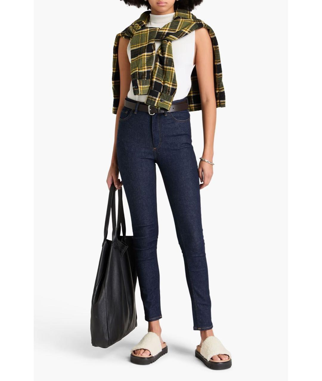 ACNE STUDIOS Темно-синие хлопко-полиэстеровые джинсы слим, фото 3