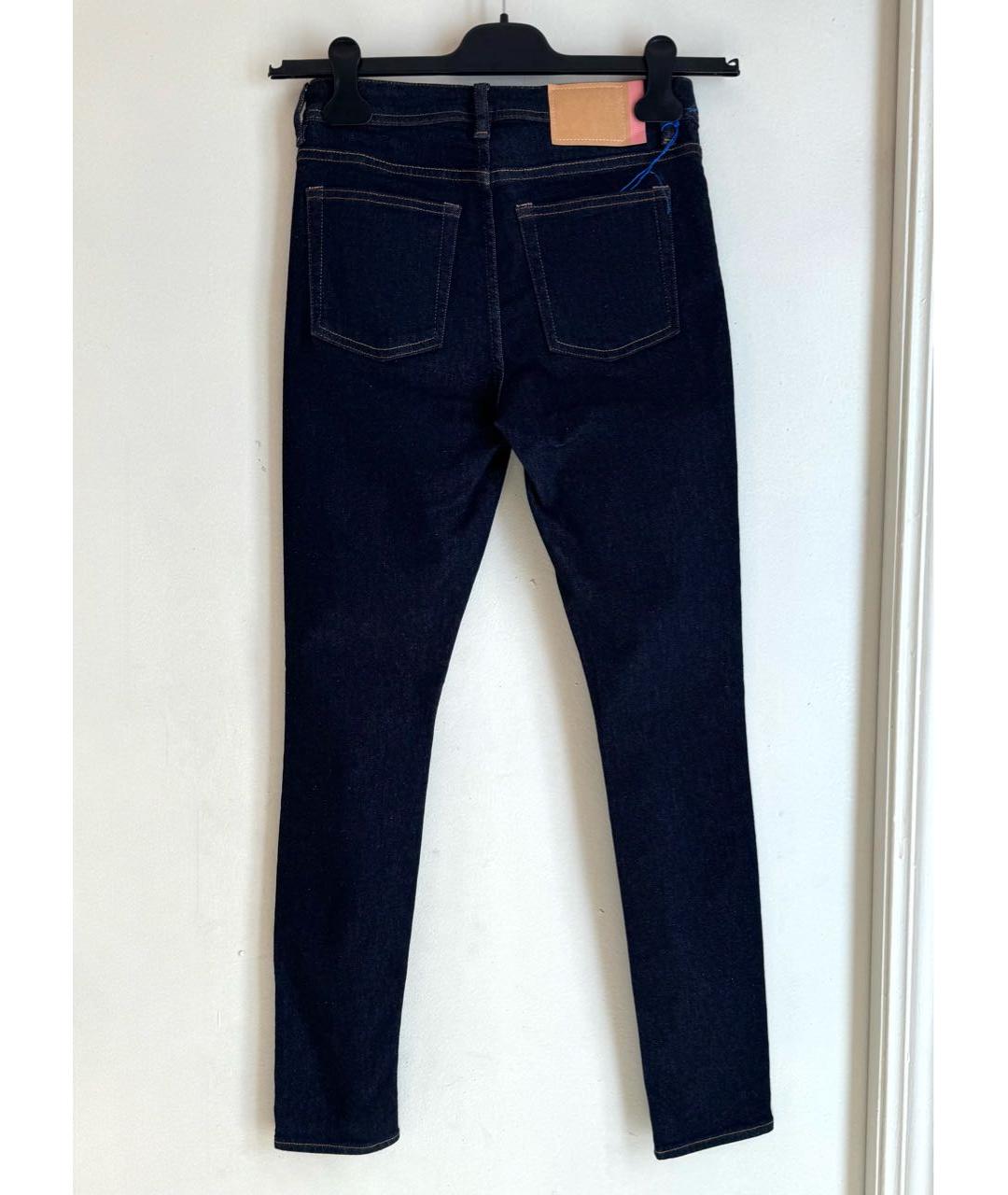ACNE STUDIOS Темно-синие хлопко-полиэстеровые джинсы слим, фото 7