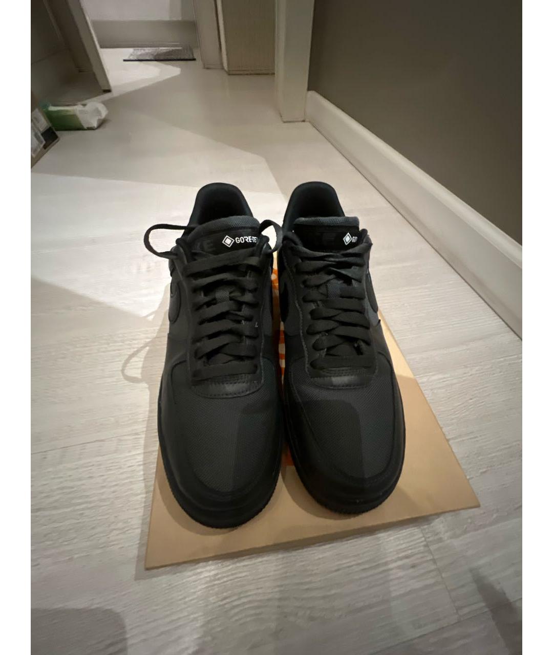 NIKE Черные кожаные низкие кроссовки / кеды, фото 2