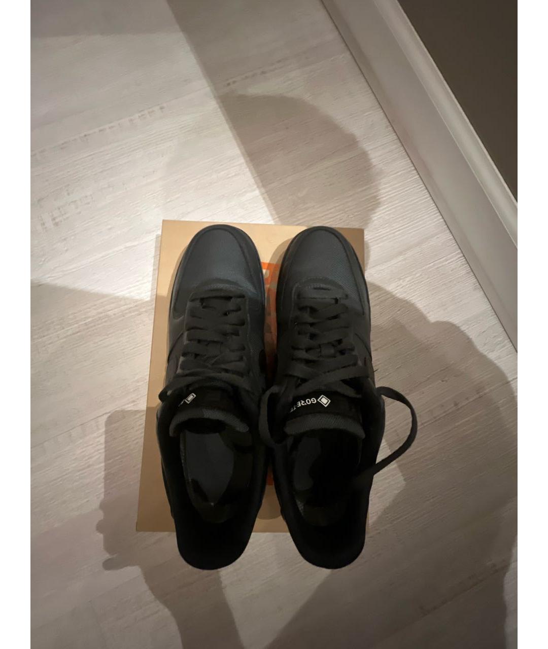 NIKE Черные кожаные низкие кроссовки / кеды, фото 3