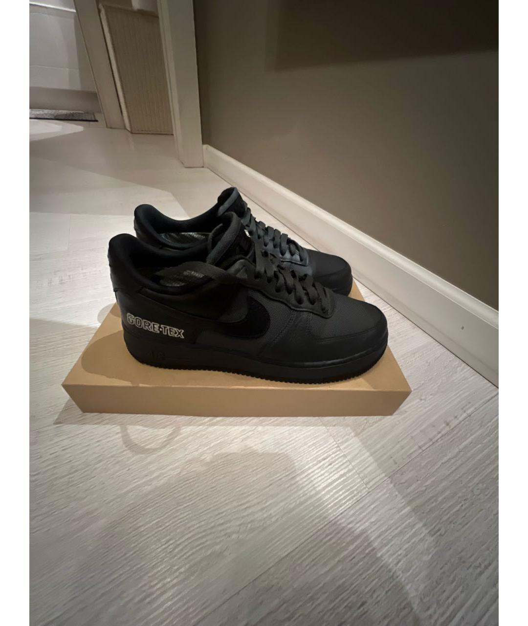 NIKE Черные кожаные низкие кроссовки / кеды, фото 5