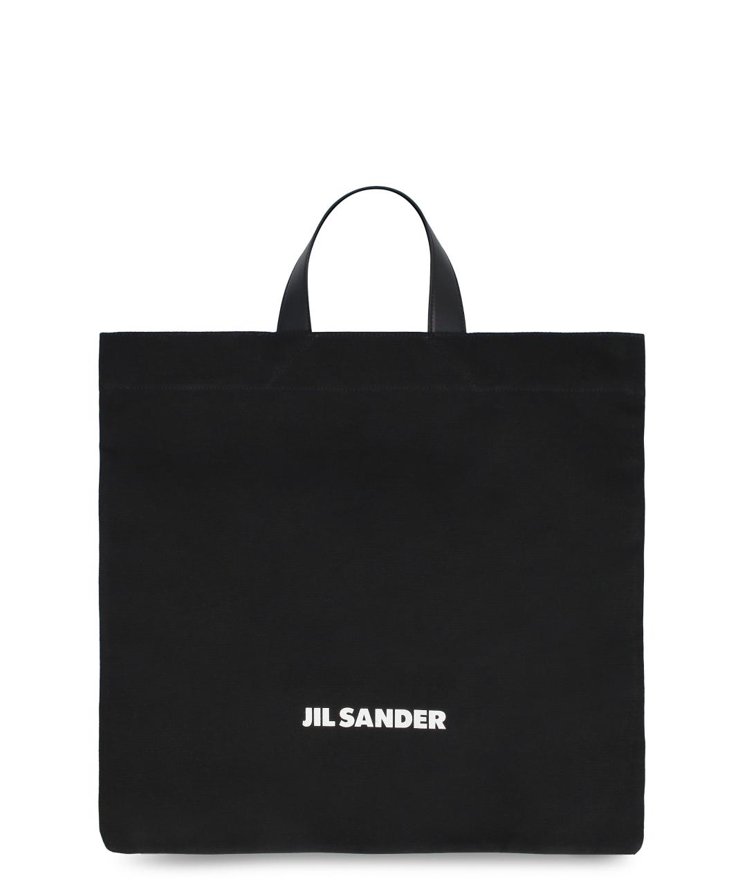 JIL SANDER Черная хлопковая сумка тоут, фото 1