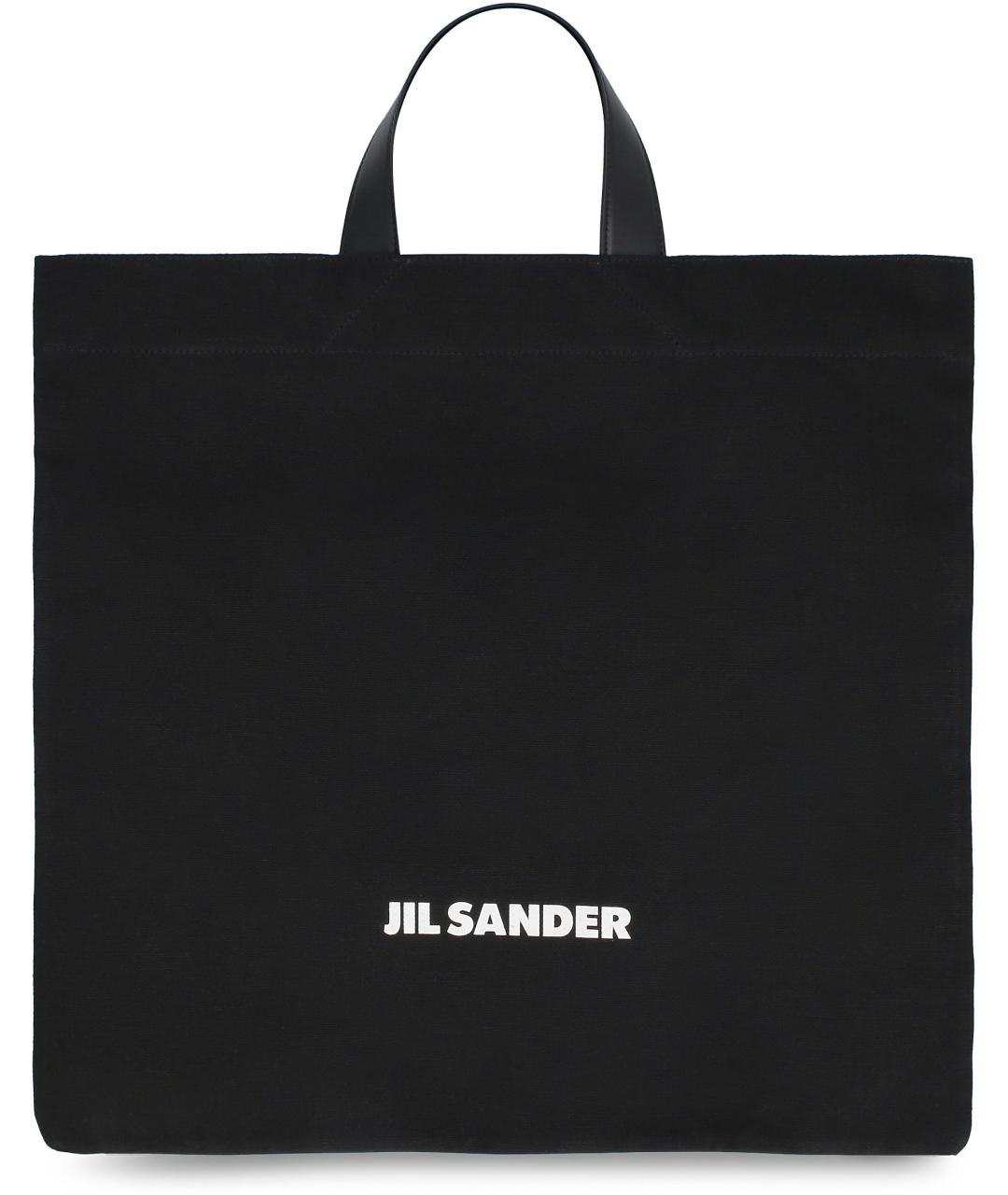 JIL SANDER Черная хлопковая сумка тоут, фото 2