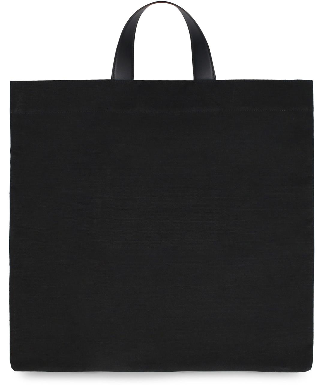 JIL SANDER Черная хлопковая сумка тоут, фото 3