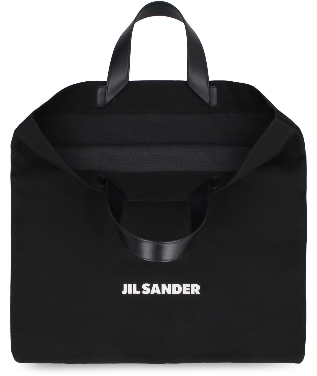 JIL SANDER Черная хлопковая сумка тоут, фото 4