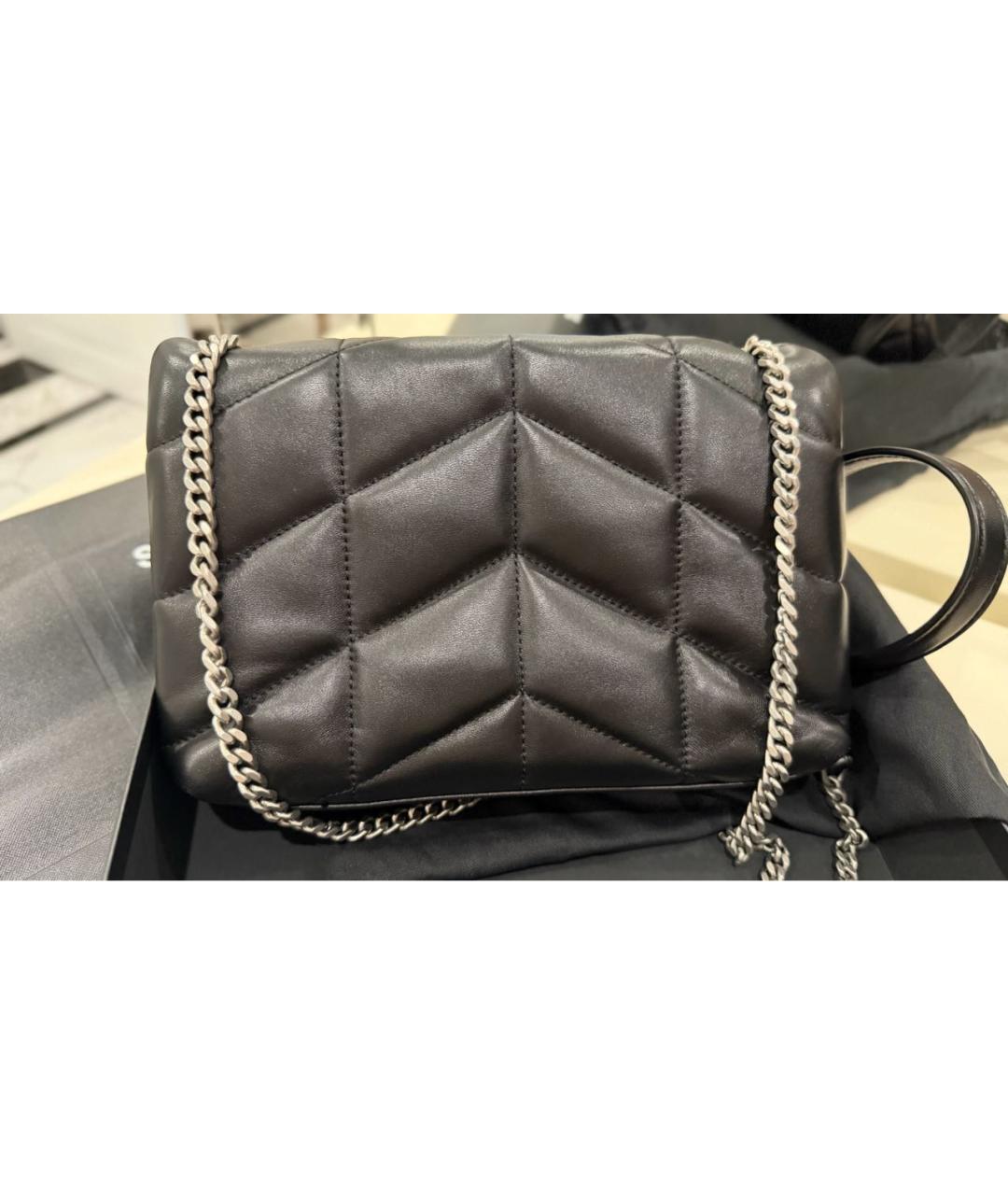 SAINT LAURENT Черная кожаная сумка через плечо, фото 5