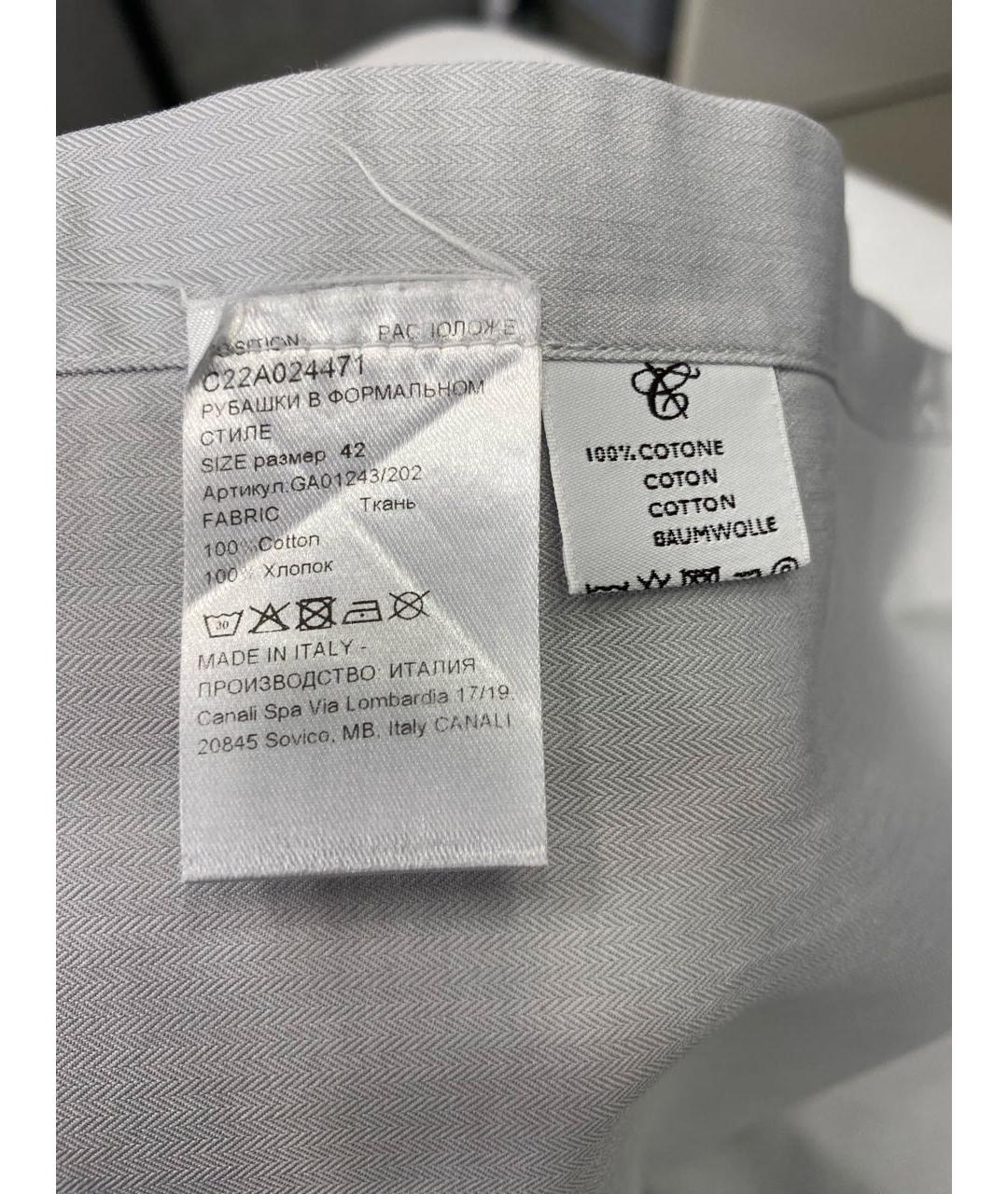 CANALI Серая хлопковая классическая рубашка, фото 6