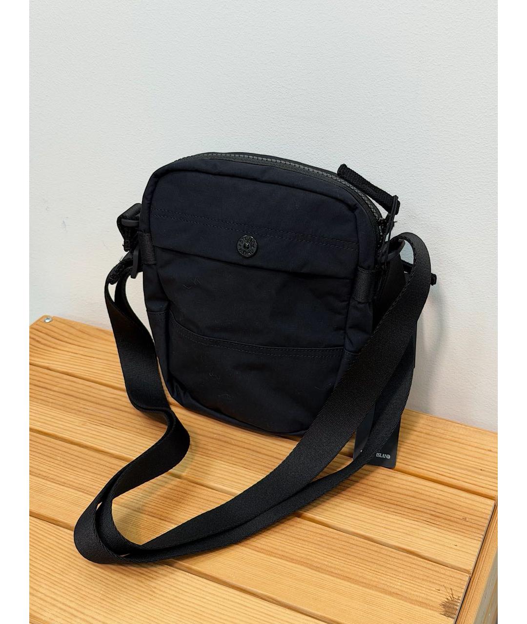 STONE ISLAND Черная хлопковая сумка на плечо, фото 4