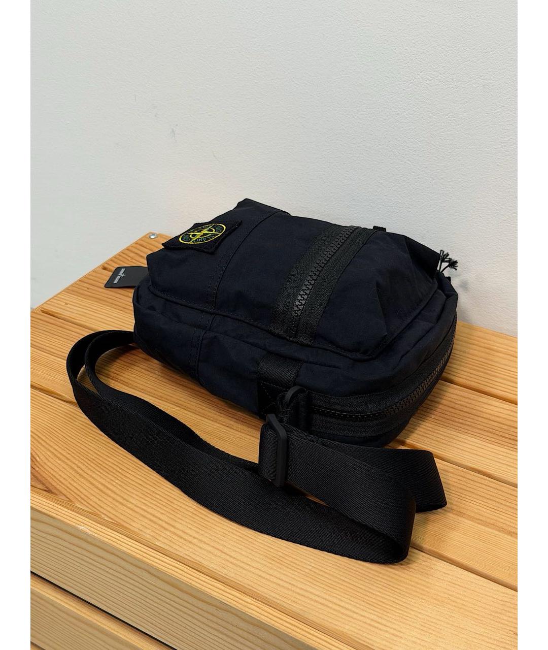 STONE ISLAND Черная хлопковая сумка на плечо, фото 5