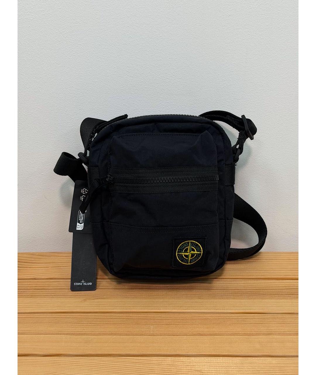 STONE ISLAND Черная хлопковая сумка на плечо, фото 2