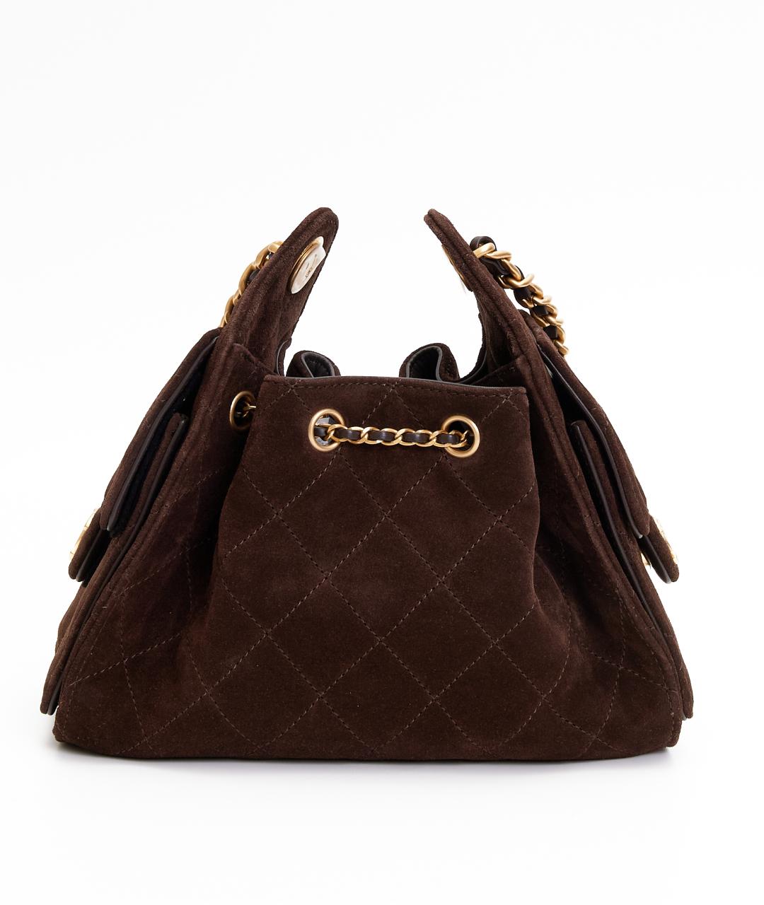 CHANEL Коричневая замшевая сумка через плечо, фото 3