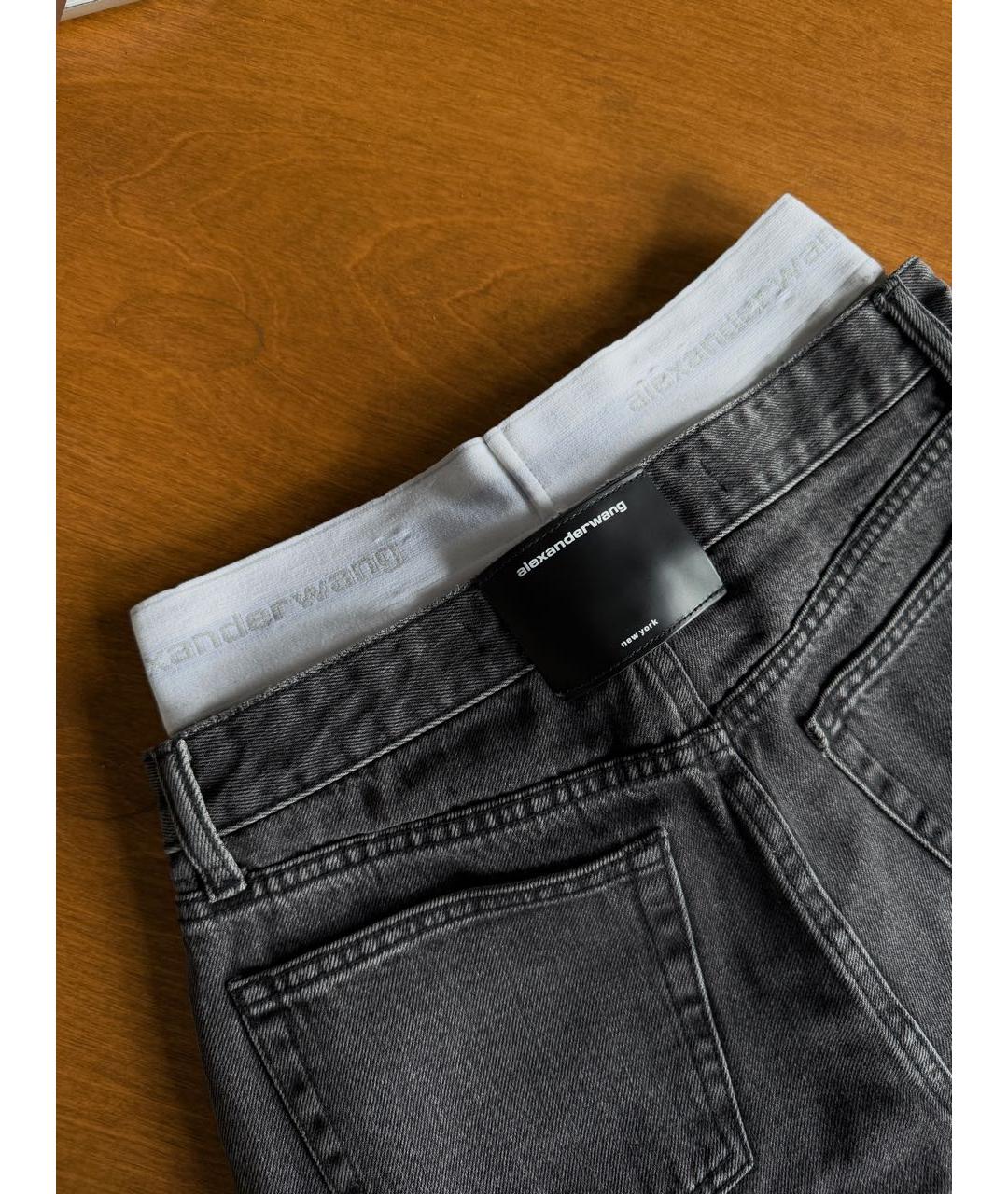 ALEXANDER WANG Антрацитовые хлопковые прямые джинсы, фото 4