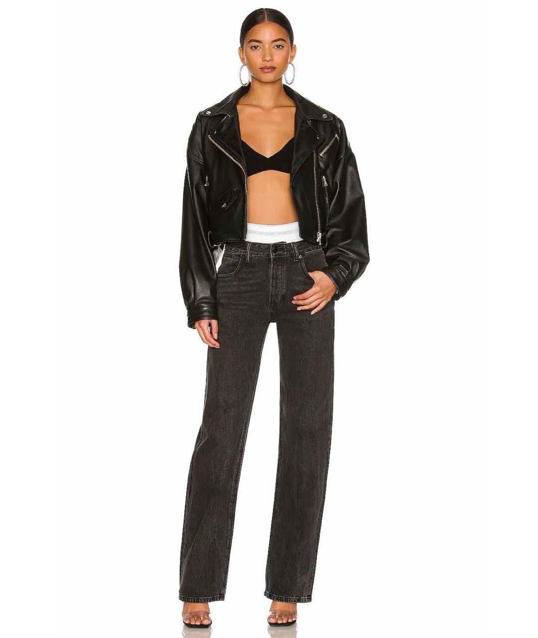 ALEXANDER WANG Антрацитовые хлопковые прямые джинсы, фото 7