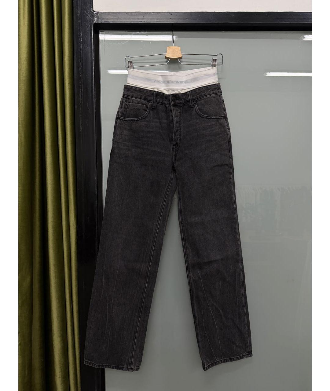 ALEXANDER WANG Антрацитовые хлопковые прямые джинсы, фото 8