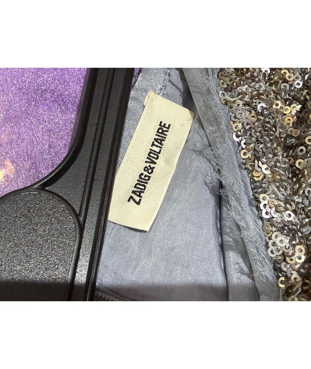 ZADIG & VOLTAIRE Серебряная полиэстеровая юбка мини, фото 3