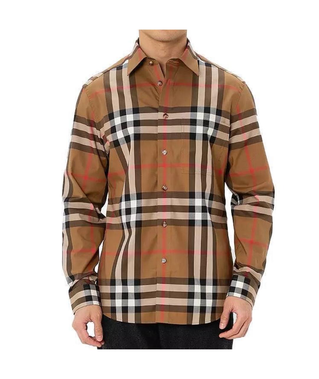 BURBERRY Коричневая хлопковая кэжуал рубашка, фото 3